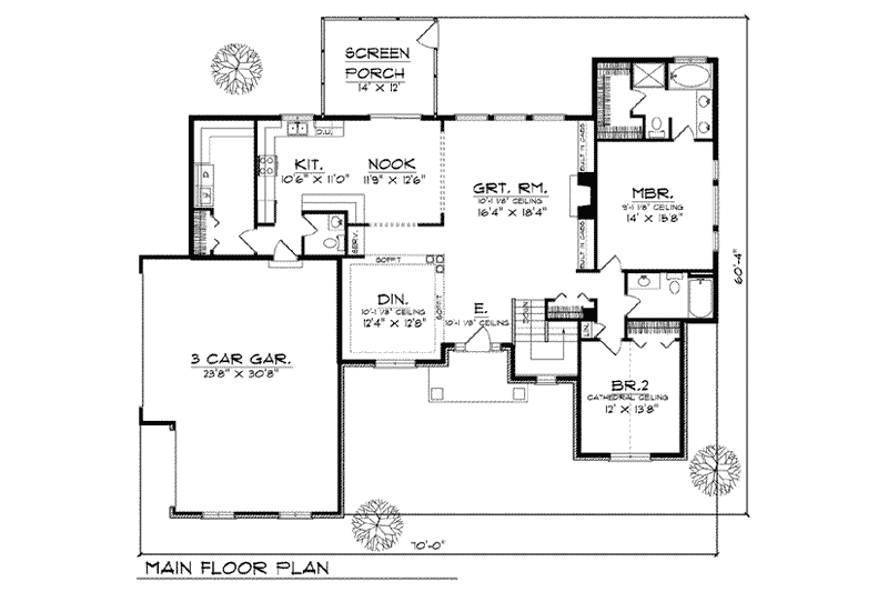 Home Plan - Floor Plan - Main Floor for Traditional House Plan #70-759 - 4 bed, 3.5 bath