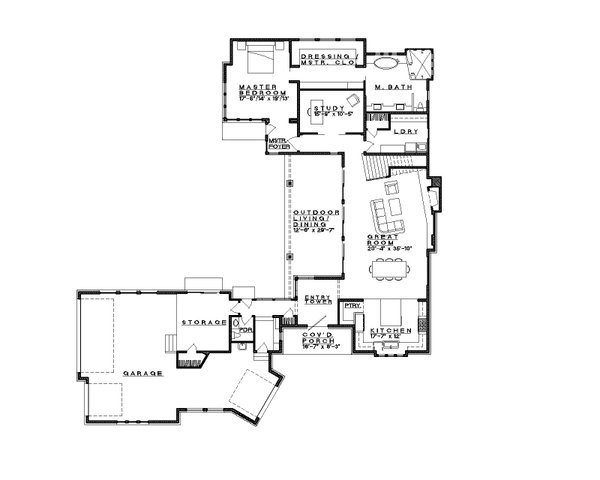 House Blueprint - Prairie Floor Plan - Main Floor Plan #935-23