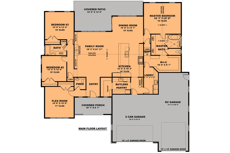 House Blueprint - Floor Plan - Main Floor for Contemporary House Plan #1111-11 - 4 bed, 2.5 bath