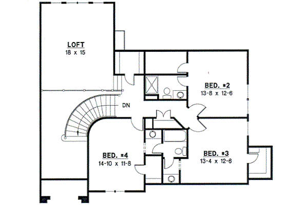 Traditional Floor Plan - Upper Floor Plan #67-449