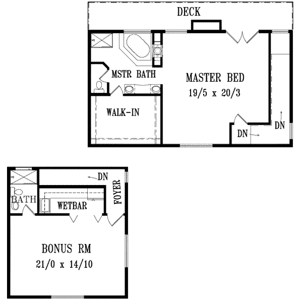 House Blueprint - Traditional Floor Plan - Upper Floor Plan #1-869