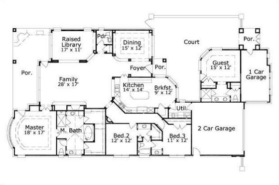 Floor Plan - Main Floor for Colonial House Plan #411-878 - 4 bed, 3.5 bath