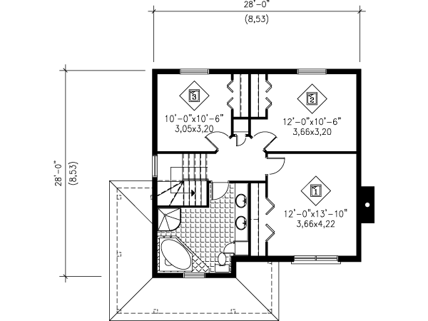 European Floor Plan - Upper Floor Plan #25-4164