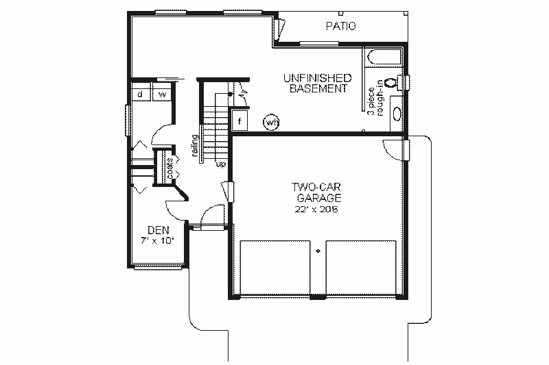 House Plan Design - Floor Plan - Lower Floor for European House Plan #18-227 - 3 bed, 1.5 bath