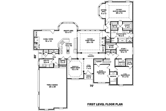 Floor Plan - Main Floor for European House Plan #81-1343 - 4 bed, 4 bath
