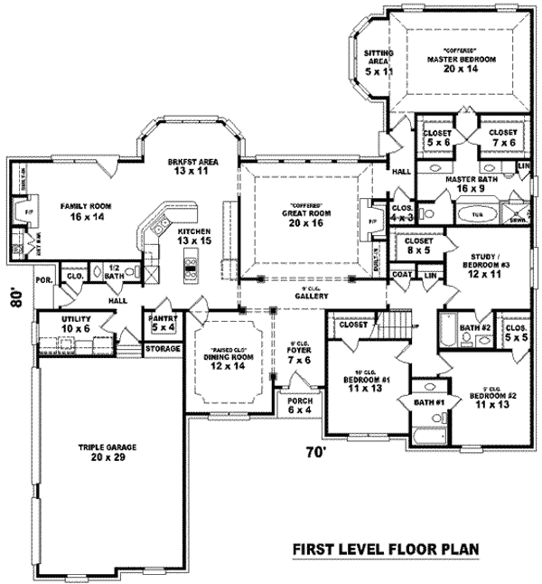 Floor Plan - Main Floor for European House Plan #81-1343 - 4 bed, 4 bath