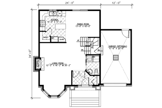 Floor Plan - Main Floor for European House Plan #138-228 - 3 bed, 1.5 bath