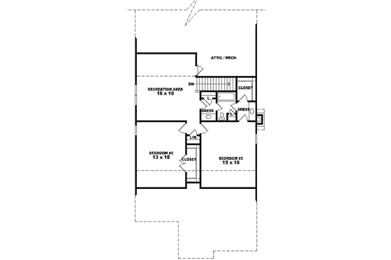 Floor Plan - Upper Floor for Tudor House Plan #81-421 - 3 bed, 3 bath
