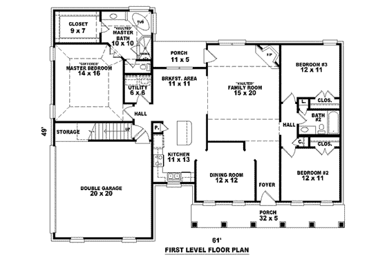 Floor Plan - Main Floor for Country House Plan #81-889 - 3 bed, 2 bath