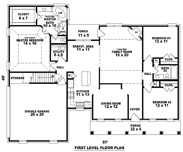 Floor Plan - Main Floor for Country House Plan #81-889 - 3 bed, 2 bath