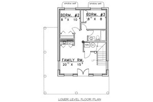 Floor Plan - Lower Floor for Log House Plan #117-107 - 3 bed, 3 bath