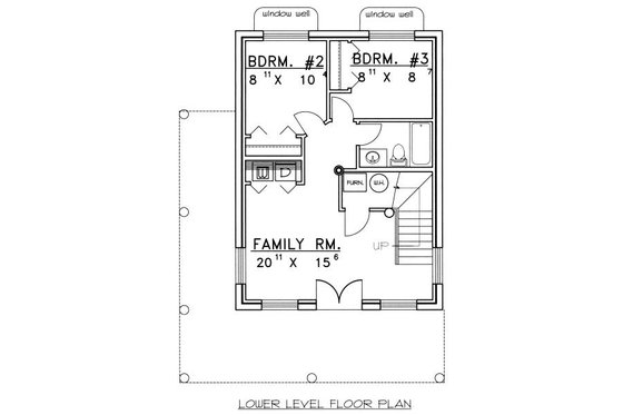 Floor Plan - Lower Floor for Log House Plan #117-107 - 3 bed, 3 bath