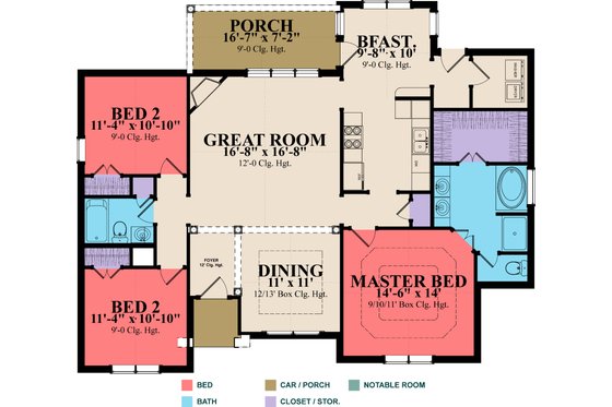 Floor Plan - Main Floor for European House Plan #63-297 - 3 bed, 2 bath