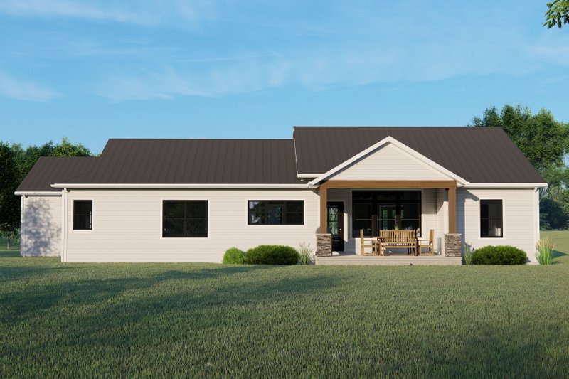 House Blueprint - Exterior - Rear Elevation for Ranch House Plan #1064-174 - 3 bed, 3 bath
