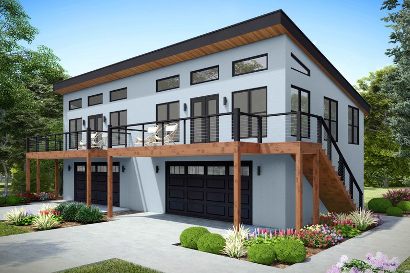 House Blueprint - Southern Exterior - Front Elevation Plan #932-1400