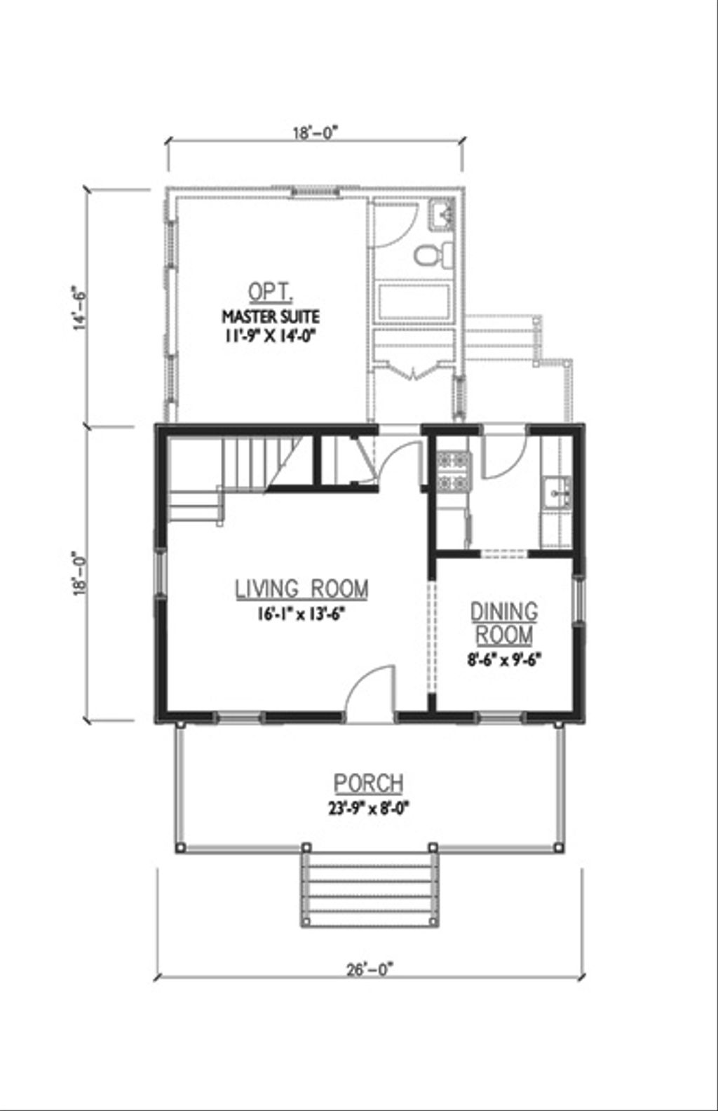 Cottage Style House Plan - 2 Beds 1 Baths 936 Sq/Ft Plan #514-13 ...