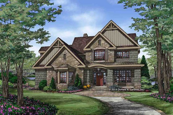 Exterior - Front Elevation 3 for Craftsman House Plan #929-30 - 4 bed, 3 bath