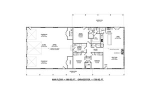 Floor Plan - Main Floor for Barndominium House Plan #1084-13 - 3 bed, 2.5 bath