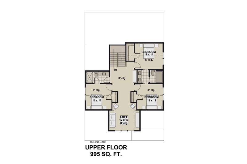 House Plan Design - Floor Plan - Upper Floor for Farmhouse House Plan #51-1342 - 5 bed, 4 bath
