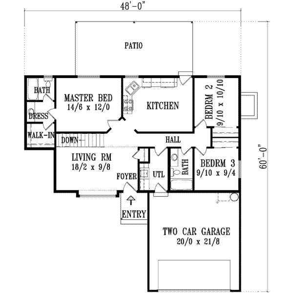 Architectural House Design - Traditional Floor Plan - Main Floor Plan #1-1064