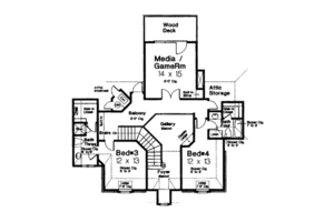 Floor Plan - Upper Floor for European House Plan #310-554 - 4 bed, 4.5 bath