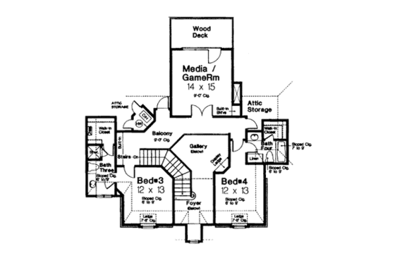 Floor Plan - Upper Floor for European House Plan #310-554 - 4 bed, 4.5 bath