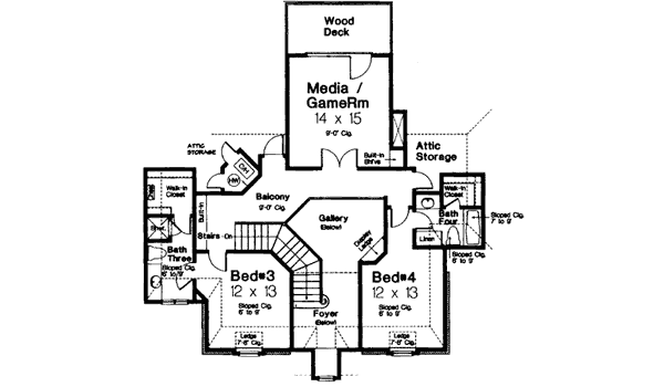 Home Plan - European Floor Plan - Upper Floor Plan #310-554