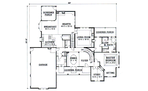 Traditional Floor Plan - Main Floor Plan #67-460