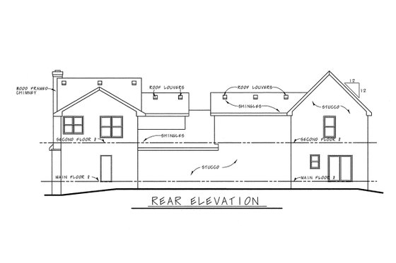 Exterior - Rear Elevation for Cottage House Plan #20-1257 - 3 bed, 2.5 bath