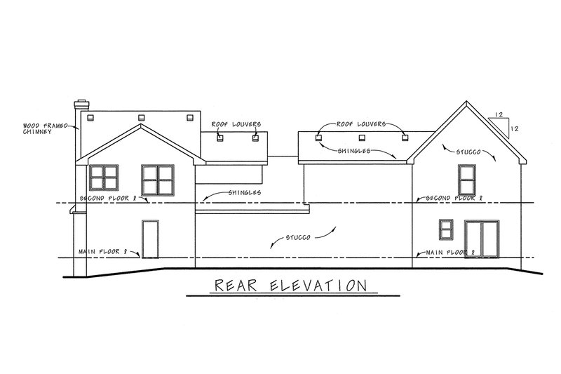 Home Plan - Exterior - Rear Elevation for Cottage House Plan #20-1257 - 3 bed, 2.5 bath