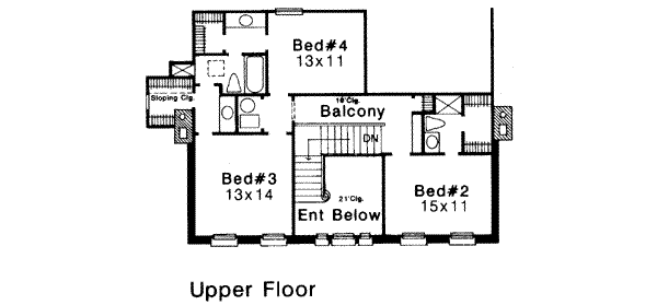 Colonial Floor Plan - Upper Floor Plan #310-108