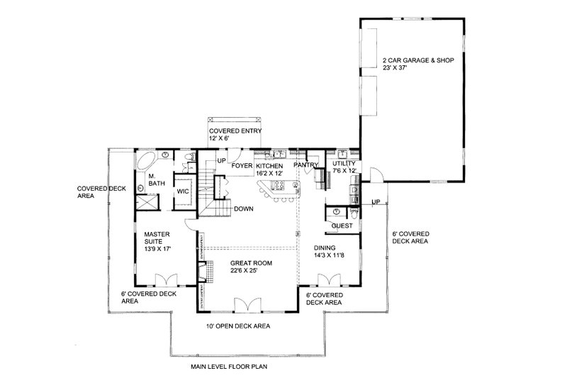 Home Plan - Floor Plan - Main Floor for Craftsman House Plan #117-971 - 4 bed, 2.5 bath