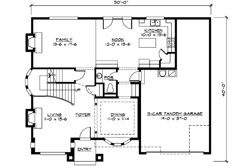 House Blueprint - Floor Plan - Main Floor for Traditional House Plan #132-116 - 4 bed, 2.5 bath