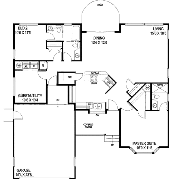 House Design - Ranch Floor Plan - Main Floor Plan #60-144