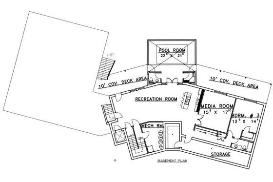 Floor Plan - Lower Floor for Ranch House Plan #117-563 - 3 bed, 4.5 bath