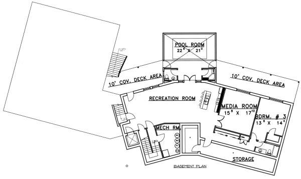 House Blueprint - Ranch Floor Plan - Lower Floor Plan #117-563