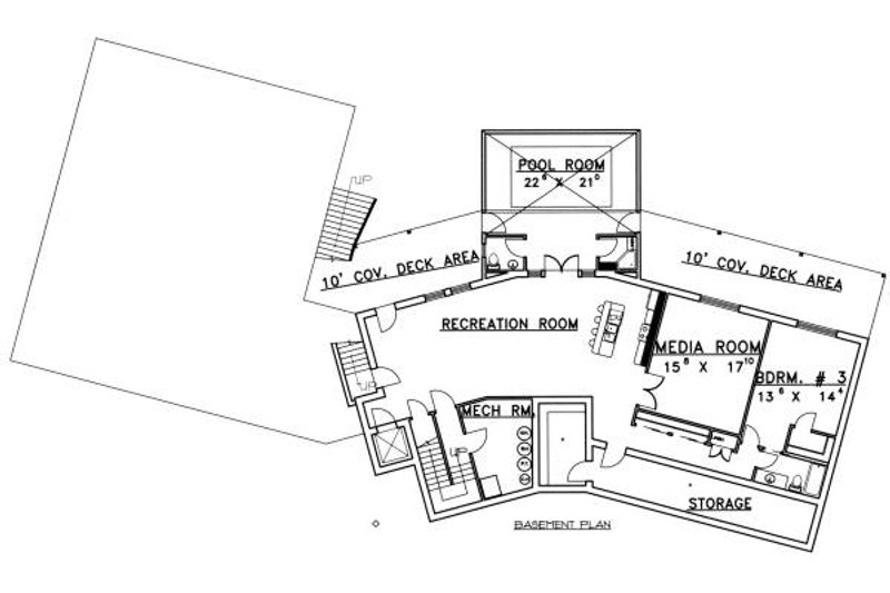 Home Plan - Floor Plan - Lower Floor for Ranch House Plan #117-563 - 3 bed, 4.5 bath