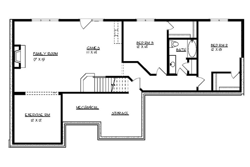 Architectural House Design - Floor Plan - Lower Floor for Cottage House Plan #320-492 - 3 bed, 2.5 bath
