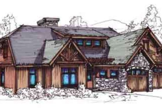 Exterior - Front Elevation 4 for European House Plan #17-2256 - 4 bed, 2 bath