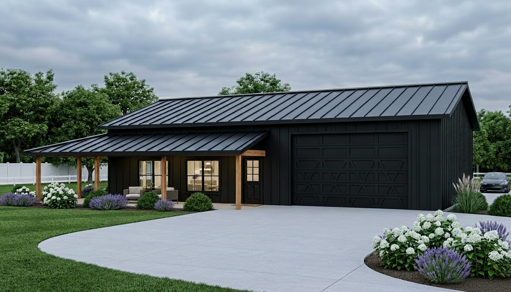 Exterior - Front Elevation 2 for Barndominium House Plan #1064-282 - 2 bed, 1 bath