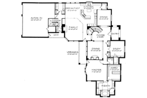 Floor Plan - Main Floor for European House Plan #141-113 - 4 bed, 4.5 bath