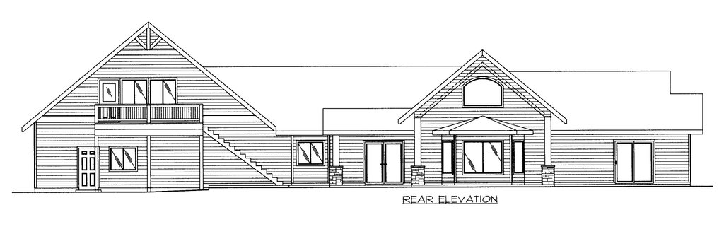 Exterior - Rear Elevation for Craftsman House Plan #117-1095 - 2 bed, 3 bath