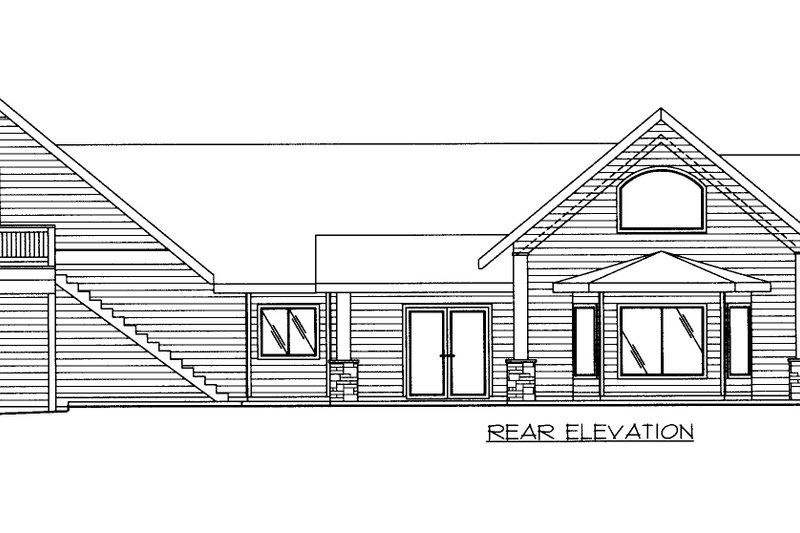 House Blueprint - Exterior - Rear Elevation for Craftsman House Plan #117-1095 - 2 bed, 3 bath
