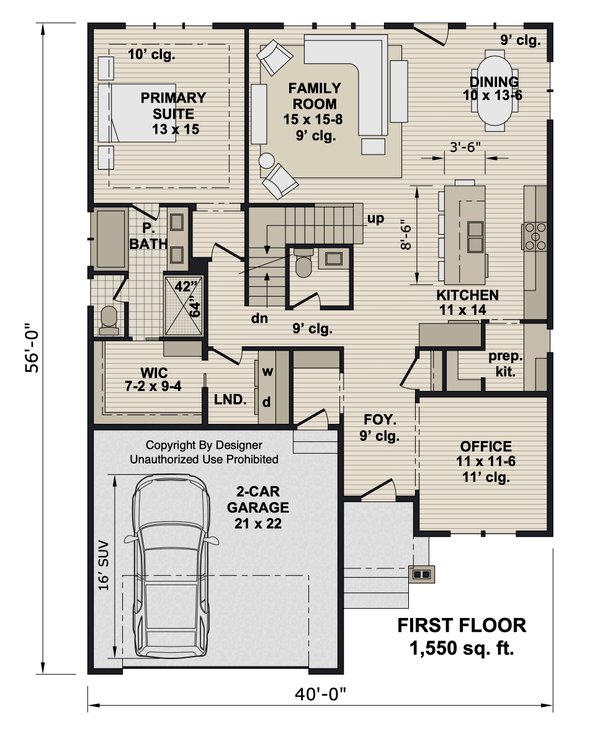House Plan Design - Floor Plan - Main Floor for Craftsman House Plan #51-1537 - 3 bed, 2.5 bath
