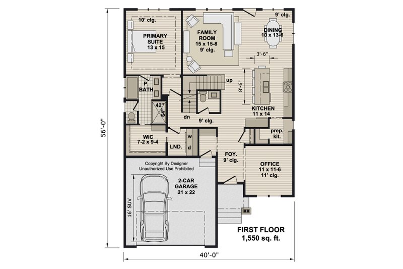 House Plan Design - Floor Plan - Main Floor for Craftsman House Plan #51-1537 - 3 bed, 2.5 bath
