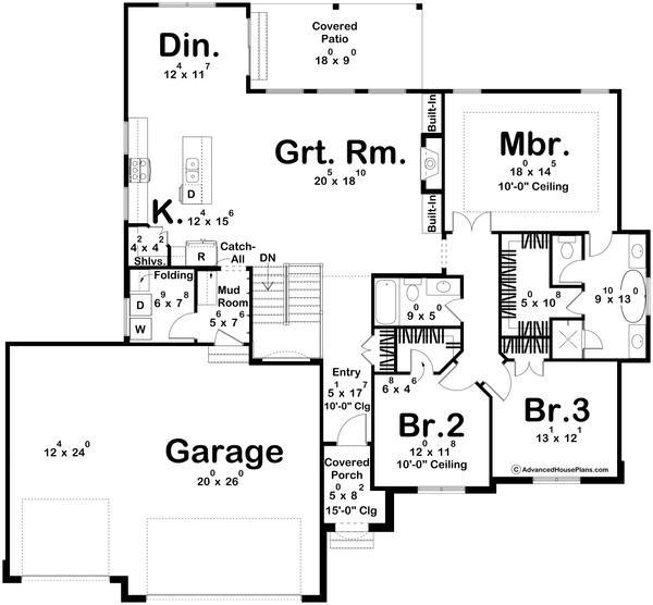 House Blueprint - European Floor Plan - Main Floor Plan #455-426