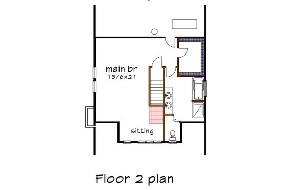 Floor Plan - Upper Floor for Bungalow House Plan #79-349 - 3 bed, 2 bath