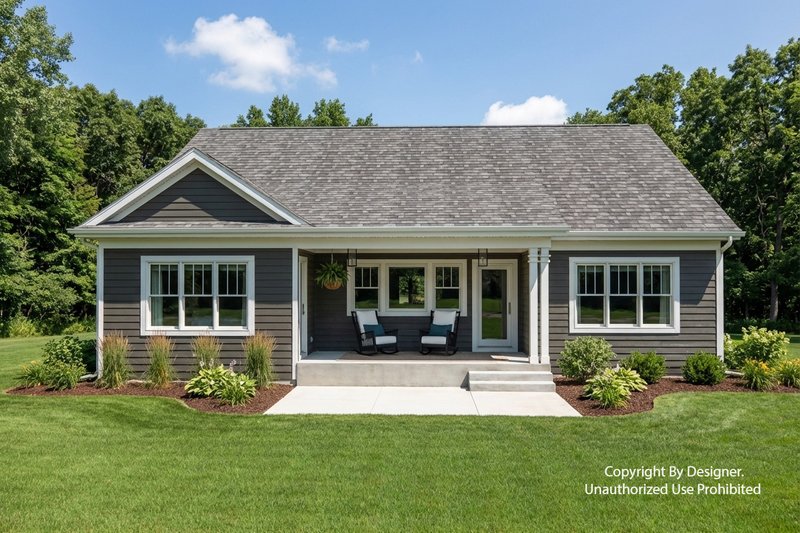 Dream House Plan - Exterior - Rear Elevation 1 for Ranch House Plan #51-1583 - 3 bed, 2.5 bath