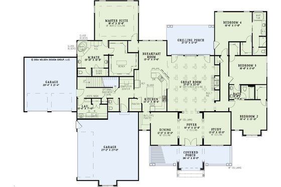 Floor Plan - Main Floor for Ranch House Plan #17-1166 - 4 bed, 3.5 bath