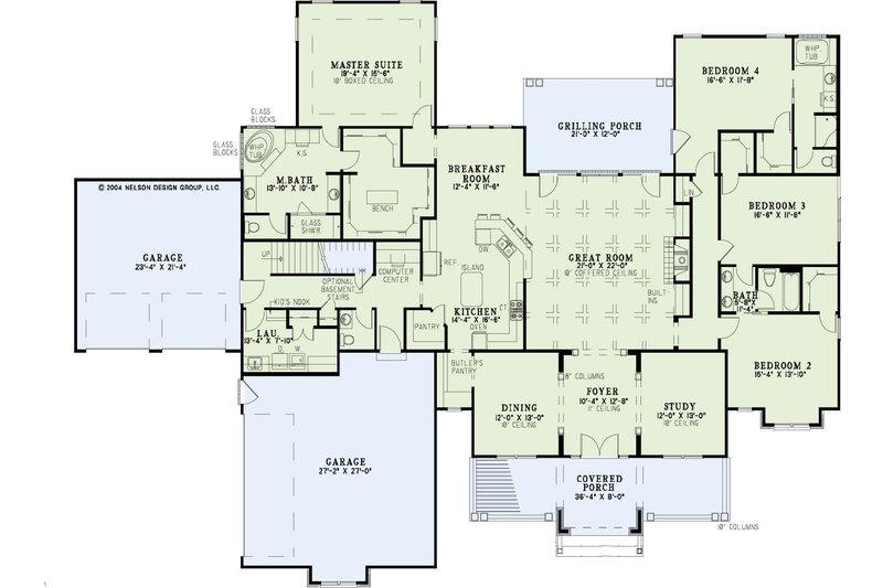 Dream House Plan - Floor Plan - Main Floor for Ranch House Plan #17-1166 - 4 bed, 3.5 bath